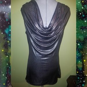 ⚠️DONATING 2/1⚠️🦄5/$40🦄Shiny Metallic Silver Slouch Club Top